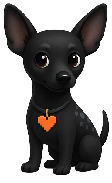 Pixelek - czarny piesek rasy ratlerek